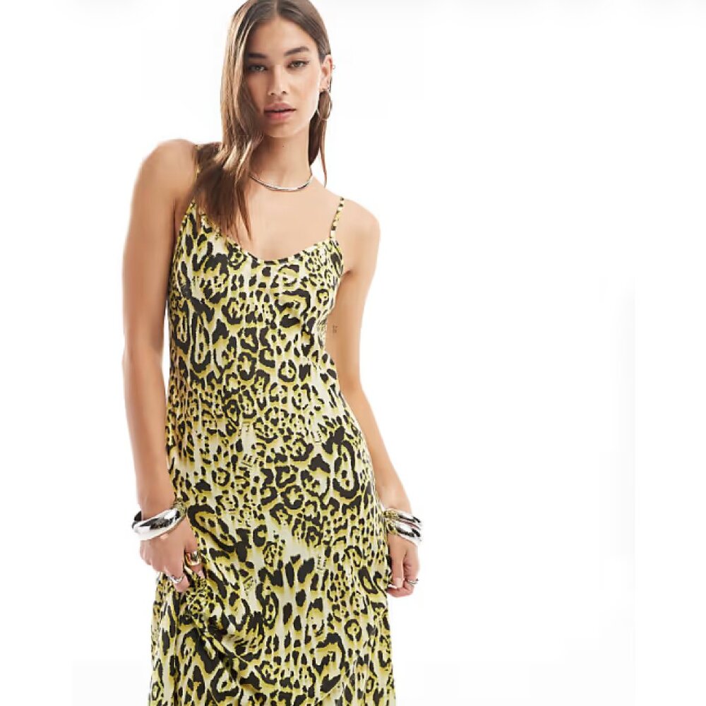 All Saints Bryony Leopard Print Slip Dress